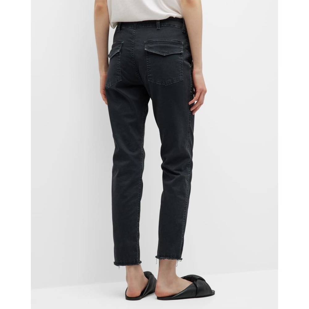 Nili Lotan Jenna Pants Washed Black High Rise Crop Raw Hem Size 2 - Picture 2 of 9